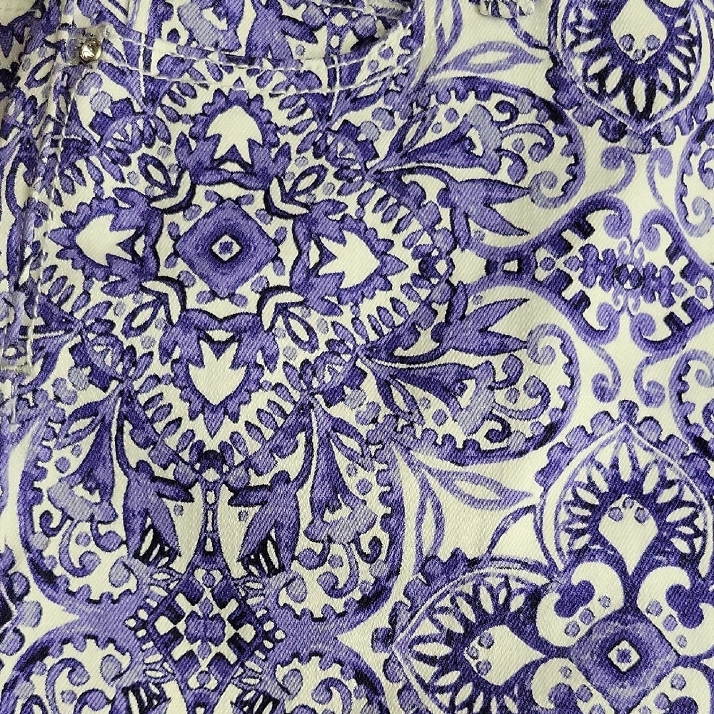 White House Black Market Purple Paisley-Print Ankle Pants - Picture 5 of 5